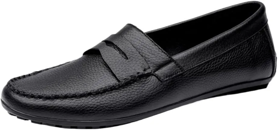 Shoes Soft Loafers for Men Leather Flexible Comfortable Slip Resistant Casual Prom Slip-on