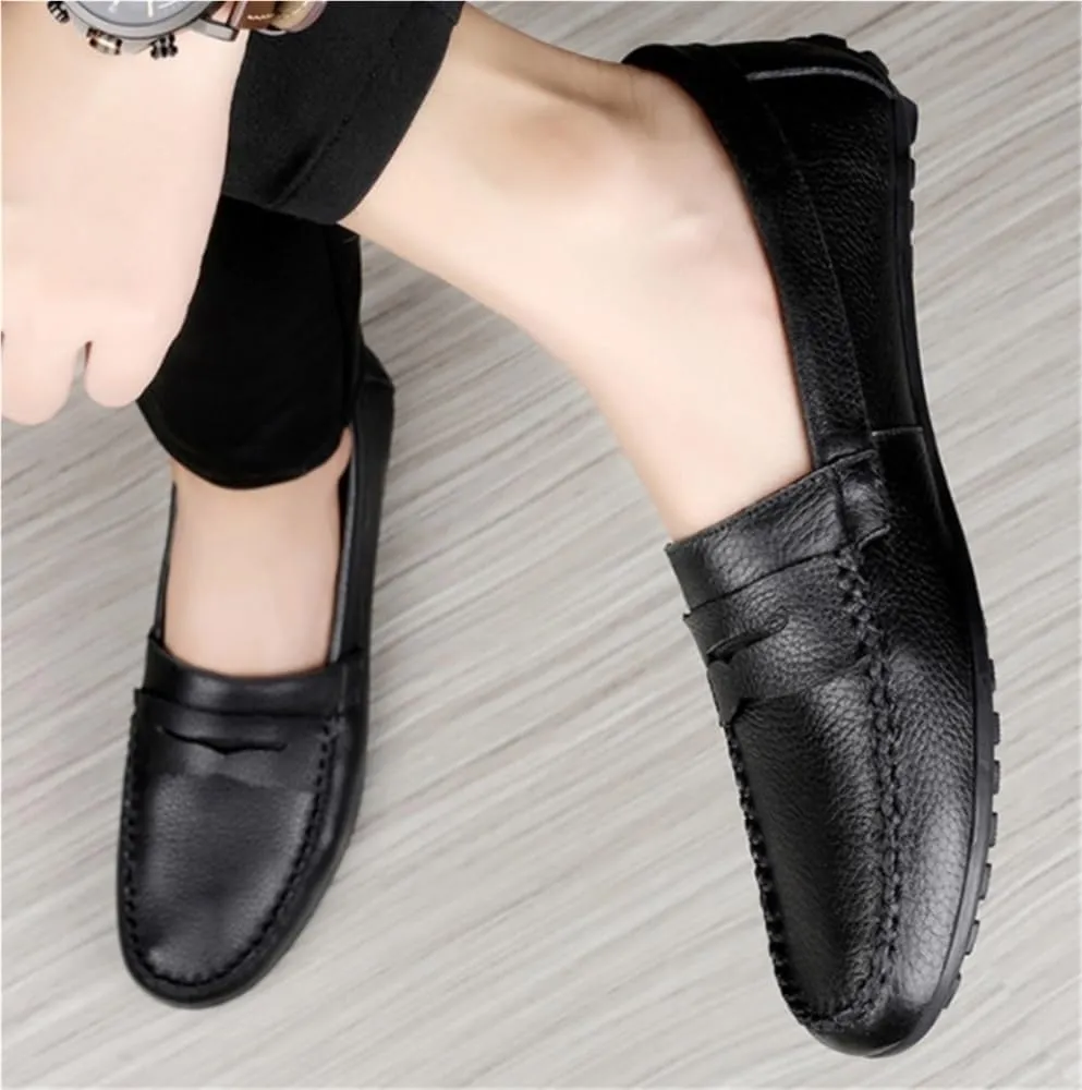 Shoes Soft Loafers for Men Leather Flexible Comfortable Slip Resistant Casual Prom Slip-on