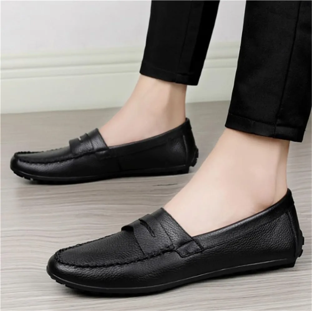 Shoes Soft Loafers for Men Leather Flexible Comfortable Slip Resistant Casual Prom Slip-on
