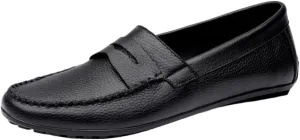 Shoes Soft Loafers for Men Leather Flexible Comfortable Slip Resistant Casual Prom Slip-on