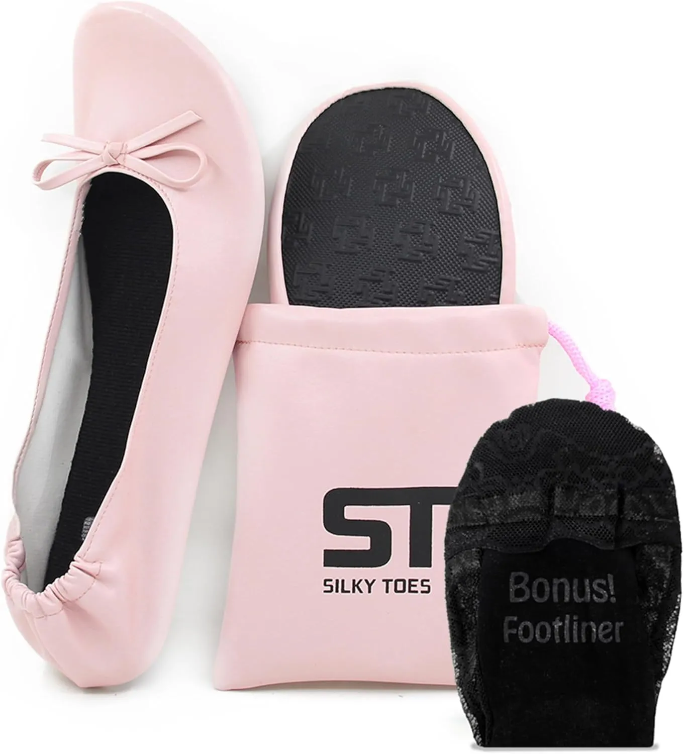 Silky Toes Foldable Flats for Women Purse Ballet Shoes Ballerina Slippers