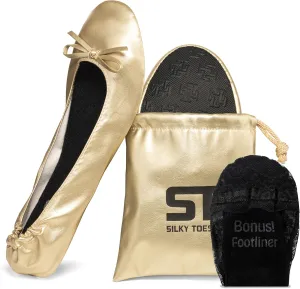 Silky Toes Foldable Flats for Women Purse Ballet Shoes Ballerina Slippers