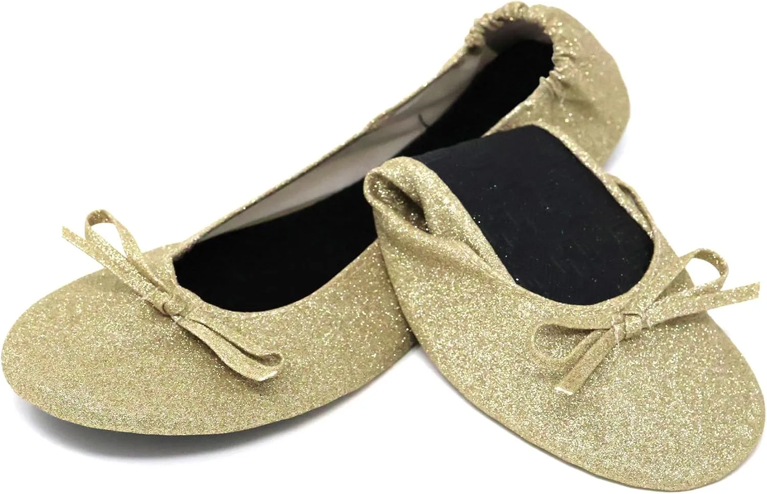 Silky Toes Women's Glitter Foldable Ballet Flat Roll Up Slipper Shoes