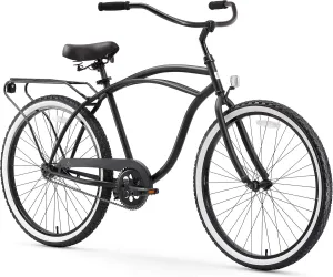 sixthreezero Around The Block Men's Beach Cruiser Bike, Hybrid Bicycle with Rear Rack