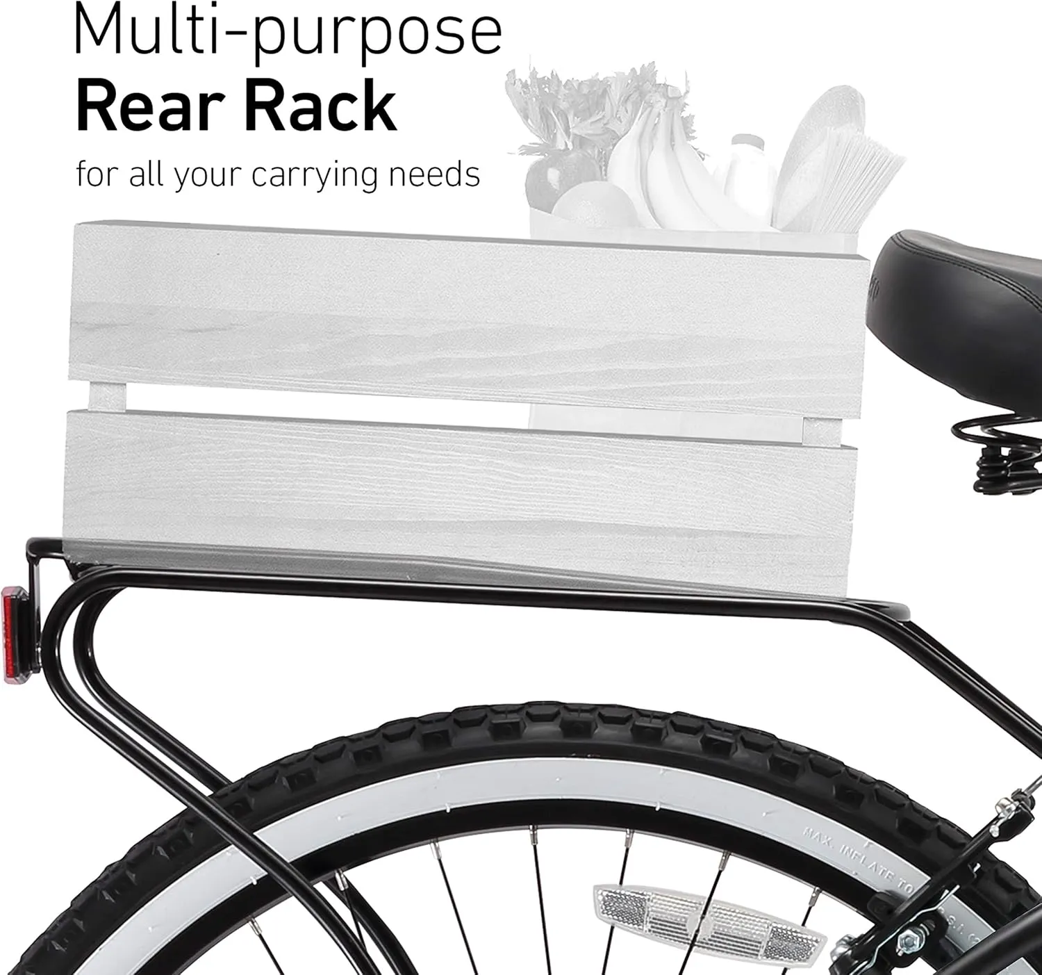 sixthreezero Around The Block Men's Beach Cruiser Bike, Hybrid Bicycle with Rear Rack