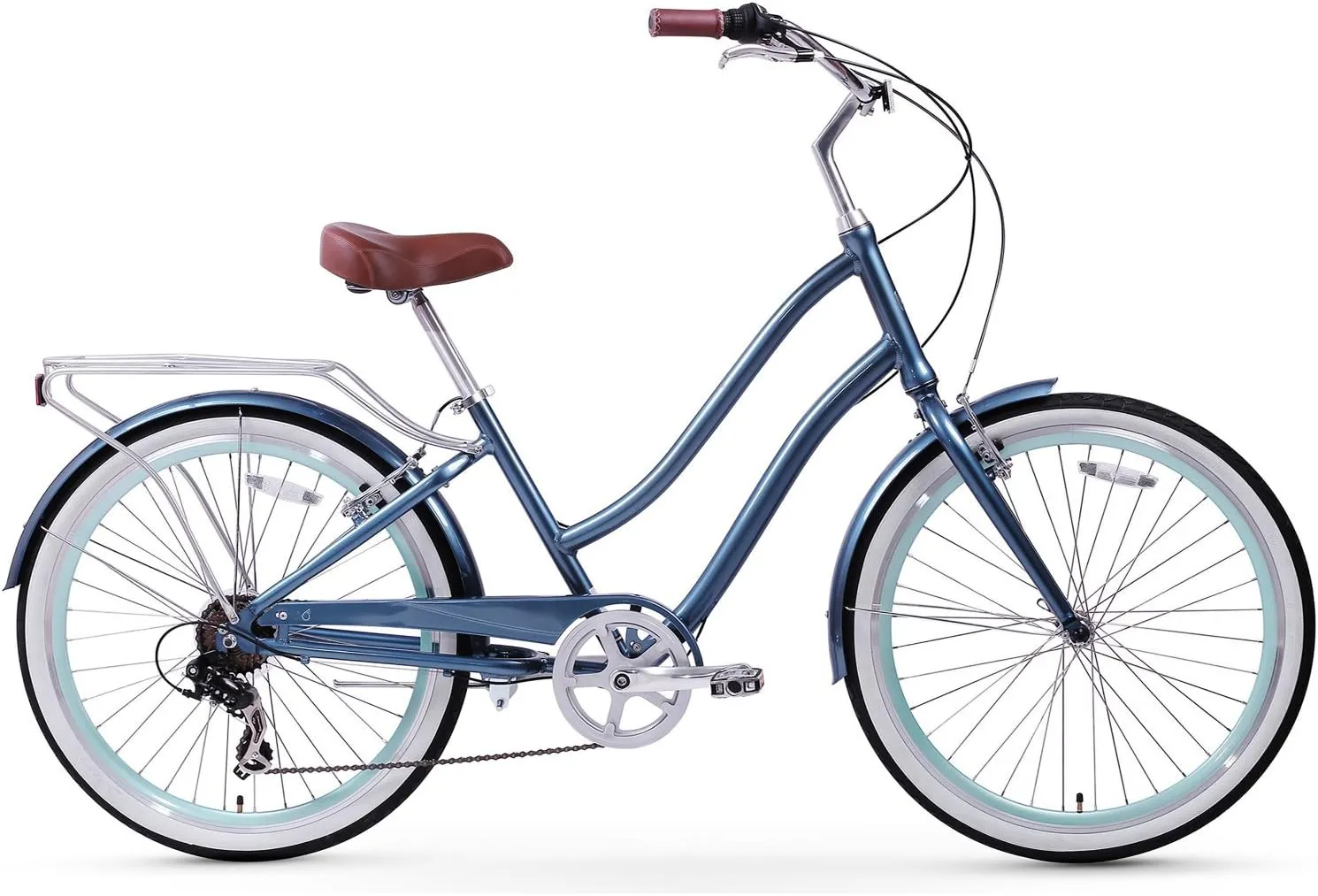 sixthreezero EVRYjourney Women's Beach Cruiser Bike, Step Through Hybrid Bicycle, 24 or 26 Inch Wheels, Multiple Speed Options and Colors