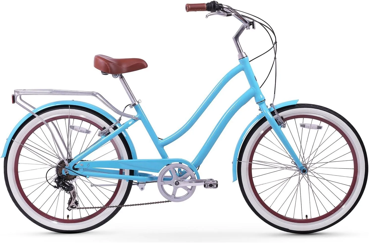 sixthreezero EVRYjourney Women's Beach Cruiser Bike, Step Through Hybrid Bicycle, 24 or 26 Inch Wheels, Multiple Speed Options and Colors