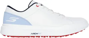 Skechers Golf Women's Drive 6 Arch Leather Relaxed Fit Waterproof Golf Shoe Sneaker, White/Blue, 7.5