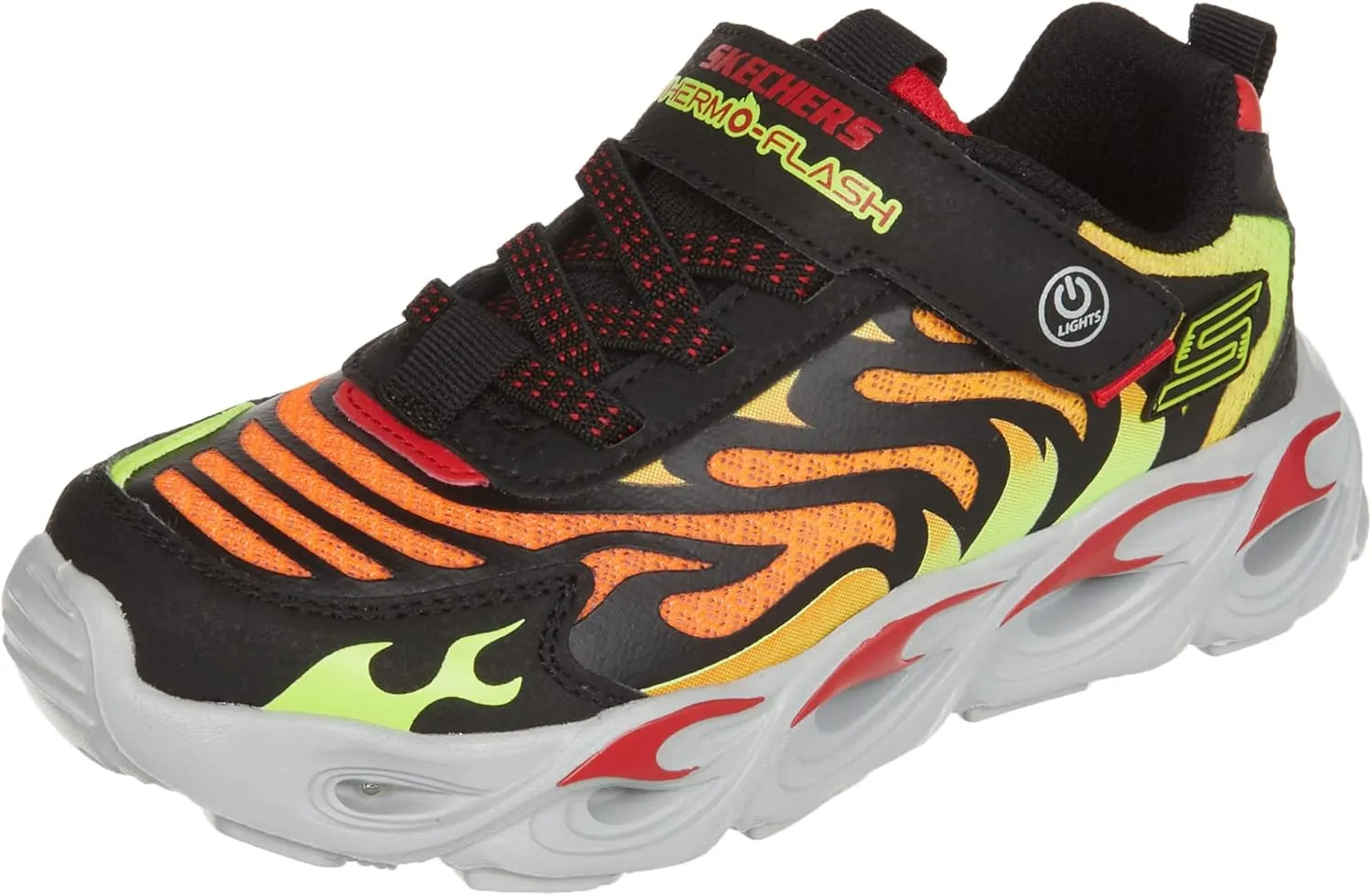 Skechers Kids Boys, S Lighs, Sport Lighted Sneaker, Black/Red,13.5 Little Kid
