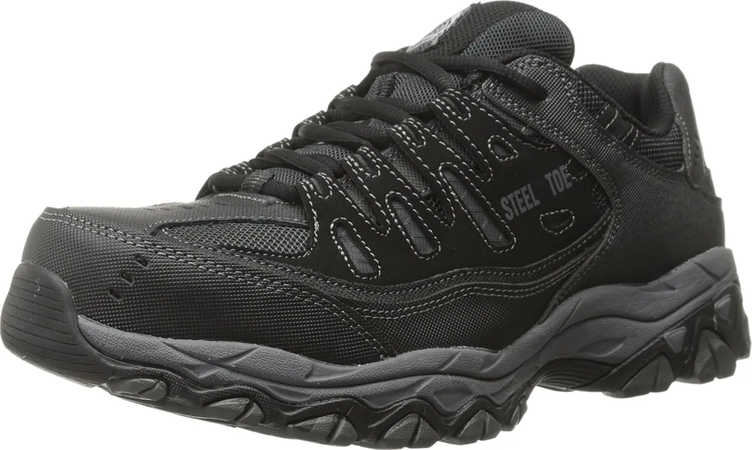 Skechers Men's Cankton Steel Toe Construction Shoe – Electrical Hazard Rated, Memory Foam, Black/Charcoal, 7 Wide