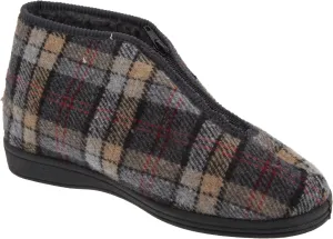 Sleepers Mens Jed II Thermal Zip Check Bootee Slippers