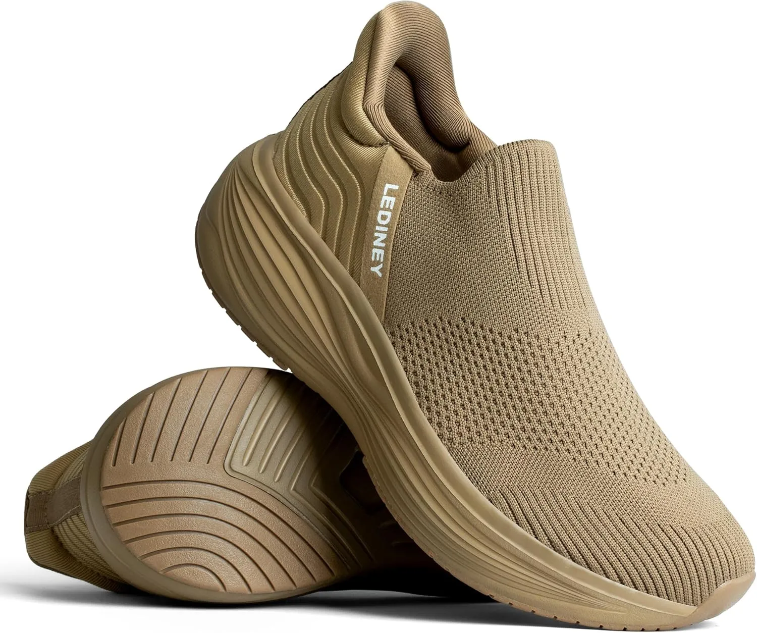 Slip On Shoes Women Go Walk Platform Tennis Walking Sock Sneakers Flex Hands Free Slip in Zapatos para Mujer Brown