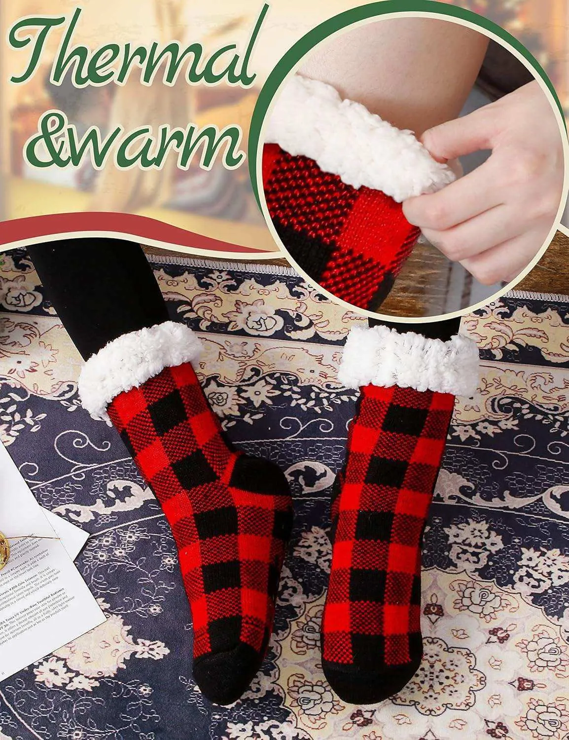 Slipper Socks Fuzzy Fluffy Cabin Cozy Winter Thick Warm