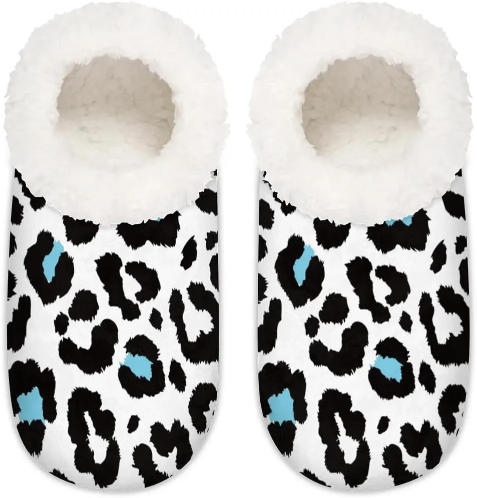 Slippers for Women Leopard Print Animal Warm Soft Cozy Warm House Slipper