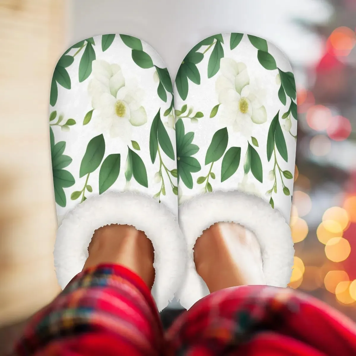 Slippers for Women Polka Dot Red Warm Soft Cozy Warm House Slipper