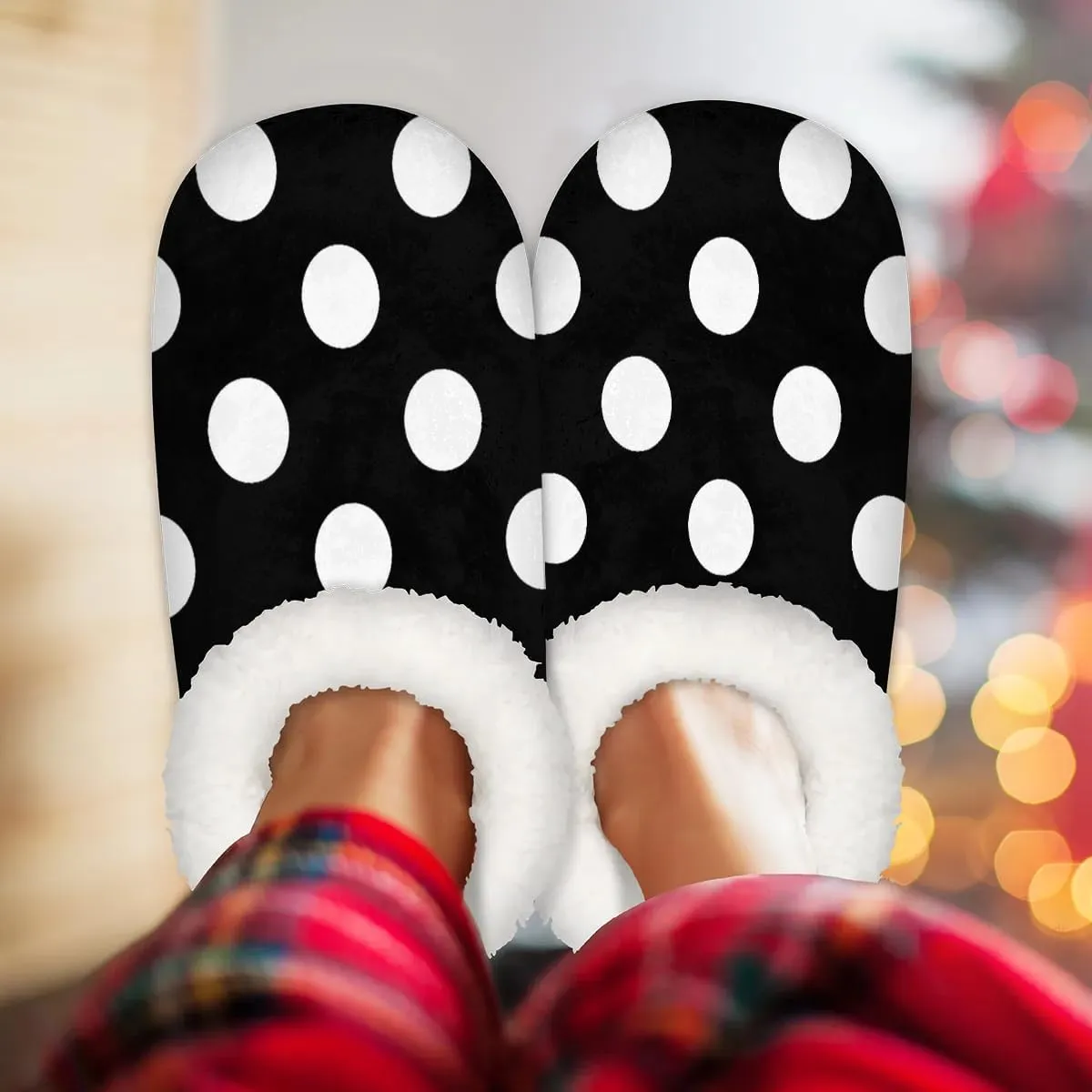 Slippers for Women Polka Dot Red Warm Soft Cozy Warm House Slipper