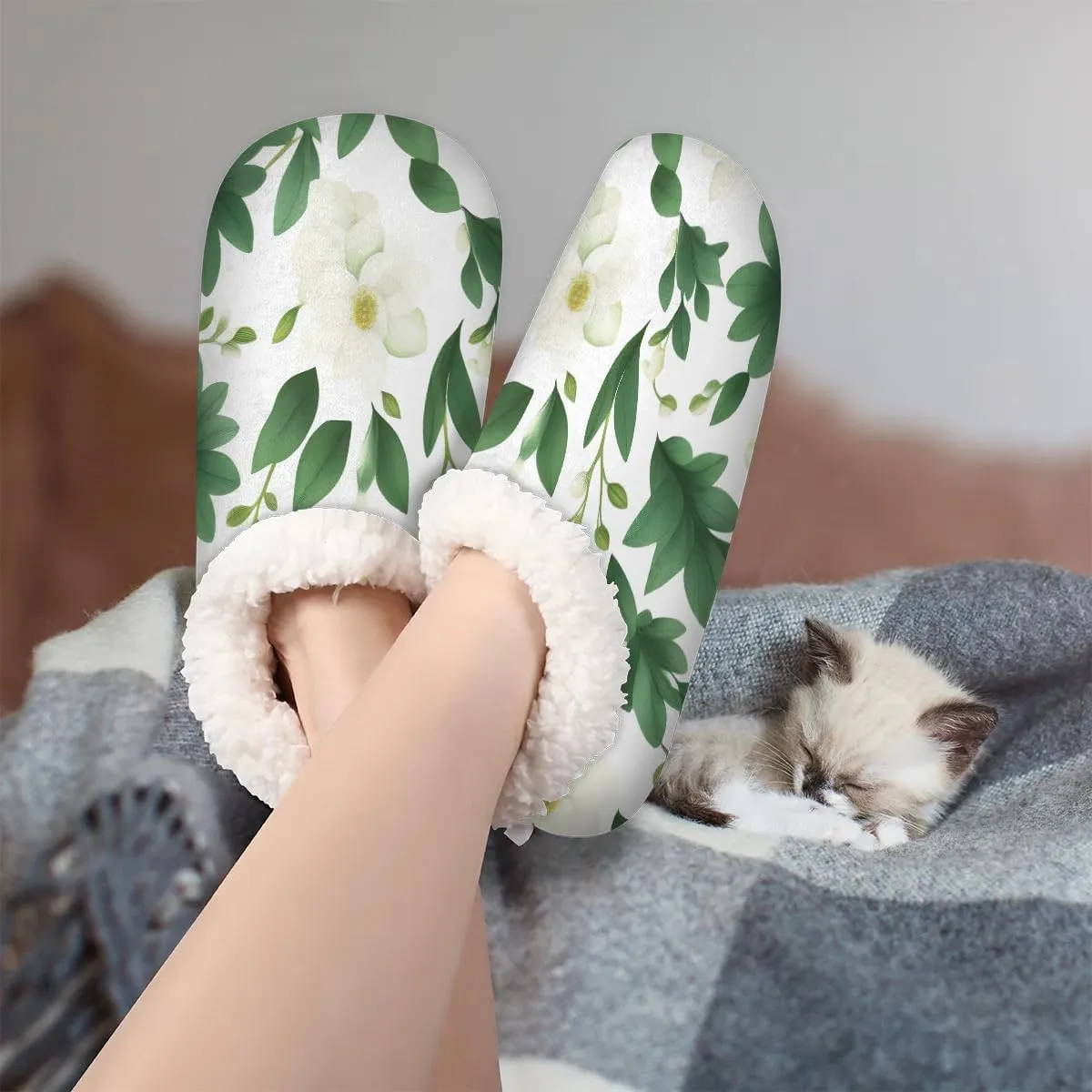 Slippers for Women Polka Dot Red Warm Soft Cozy Warm House Slipper