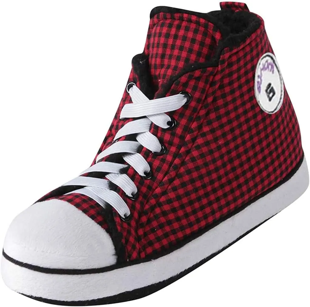 Slippers for Women, Warm Winter Women's Indoor House Slipper Sneaker Boots (Lattice Red, 6)