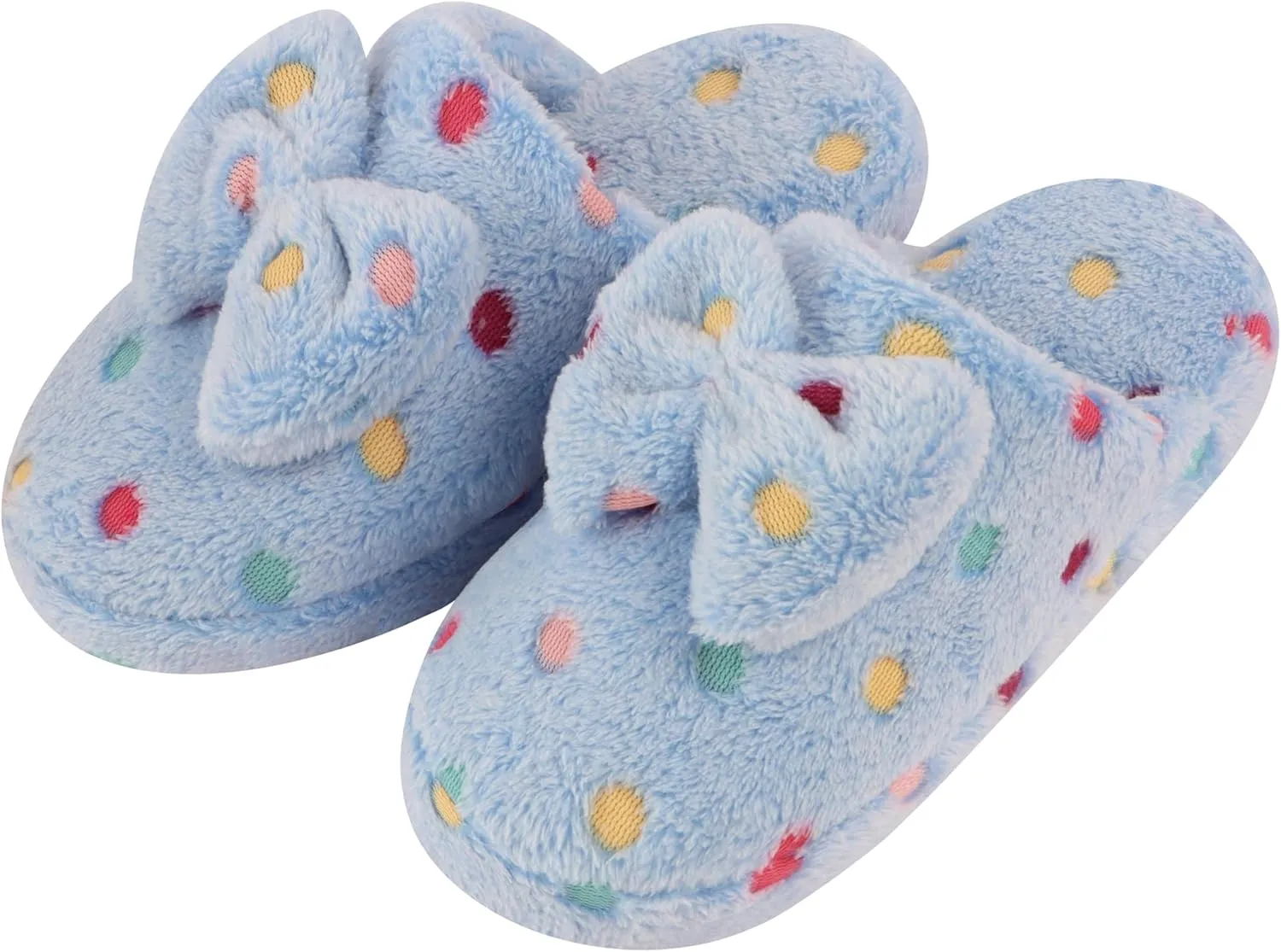 Snoozies Dottie Scuff Pedicure Pedicure Slippers for Women Indoor - Comfy and Cute House Spa Spa Slippers with Bow and Non-Skid Sole - Polka Dot Ladies Pedicure Slides