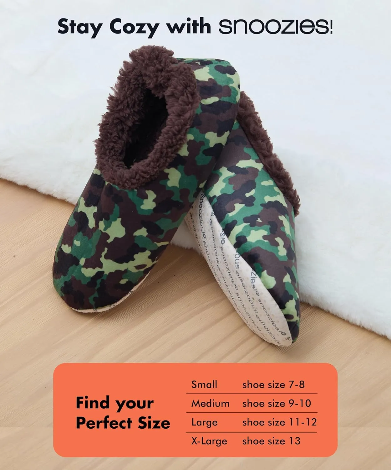 Snoozies Mens Slippers Indoor Plaid, Cord, or Camo, Sherpa Fleece-Lined Slippers Socks Non-Skid, Mens House Shoes, Male Gifts