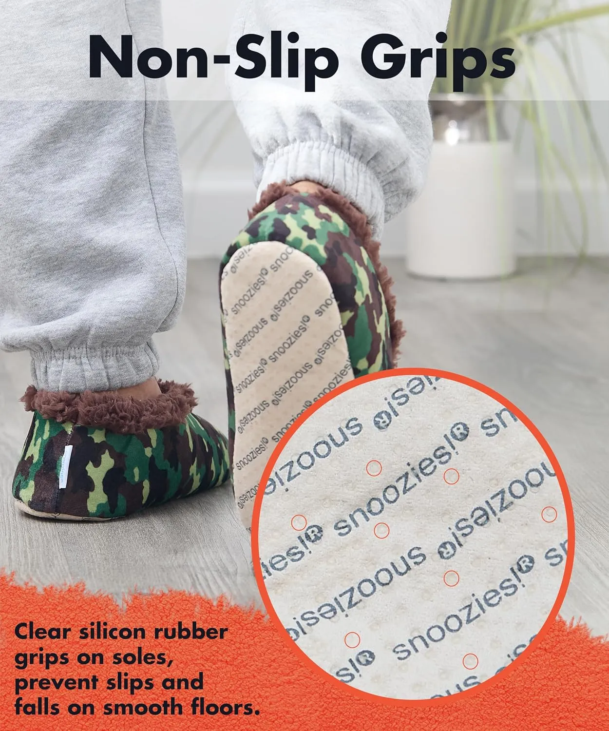 Snoozies Mens Slippers Indoor Plaid, Cord, or Camo, Sherpa Fleece-Lined Slippers Socks Non-Skid, Mens House Shoes, Male Gifts