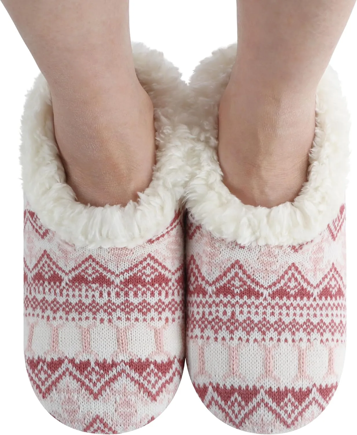Snoozies Nordic Sherpa-Lined Cozy Slipper Socks for Women Indoor, Womens Warm Slippers for Winter, Soft Slippers for Women