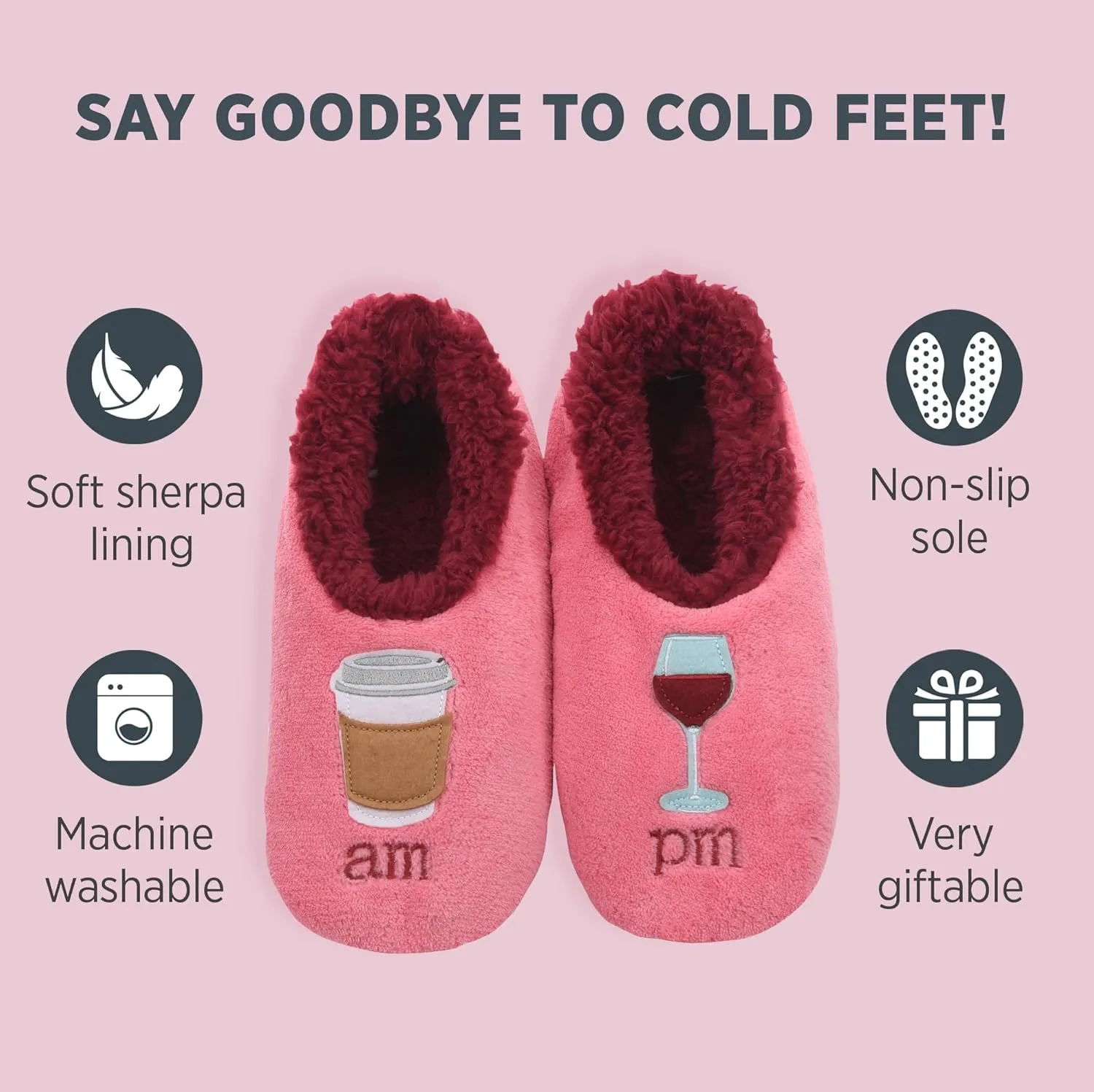 Snoozies Pairable Slipper Socks - Funny House Slippers for Women, Non-Slip Fuzzy Slipper Socks - Best Friend Birthday Gifts
