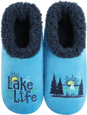 Snoozies Pairable Slipper Socks - Funny House Slippers for Women, Non-Slip Fuzzy Slipper Socks - Happy Camper