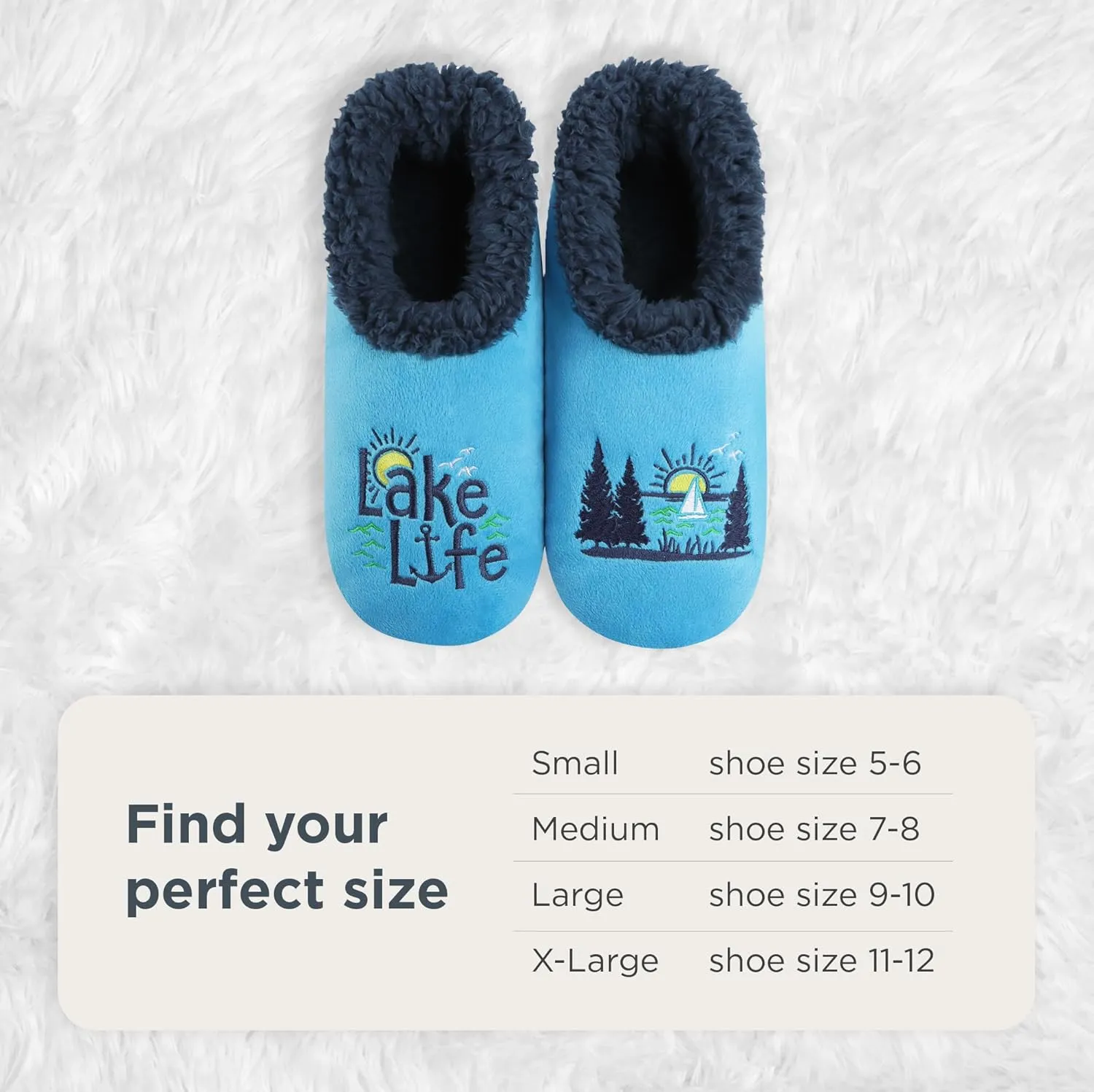 Snoozies Pairable Slipper Socks - Funny House Slippers for Women, Non-Slip Fuzzy Slipper Socks - Happy Camper