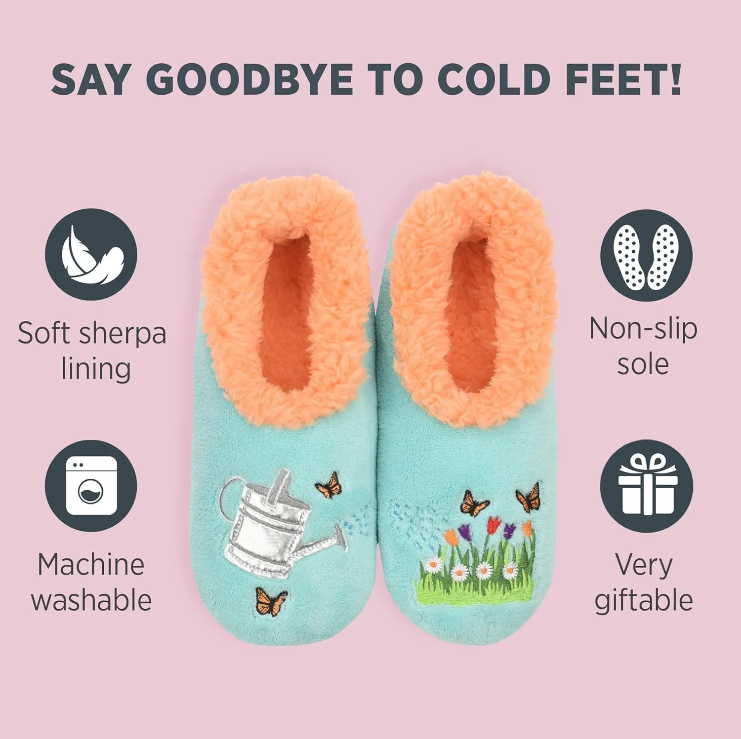 Snoozies Pairable Slipper Socks - Funny House Slippers for Women, Non-Slip Fuzzy Slipper Socks