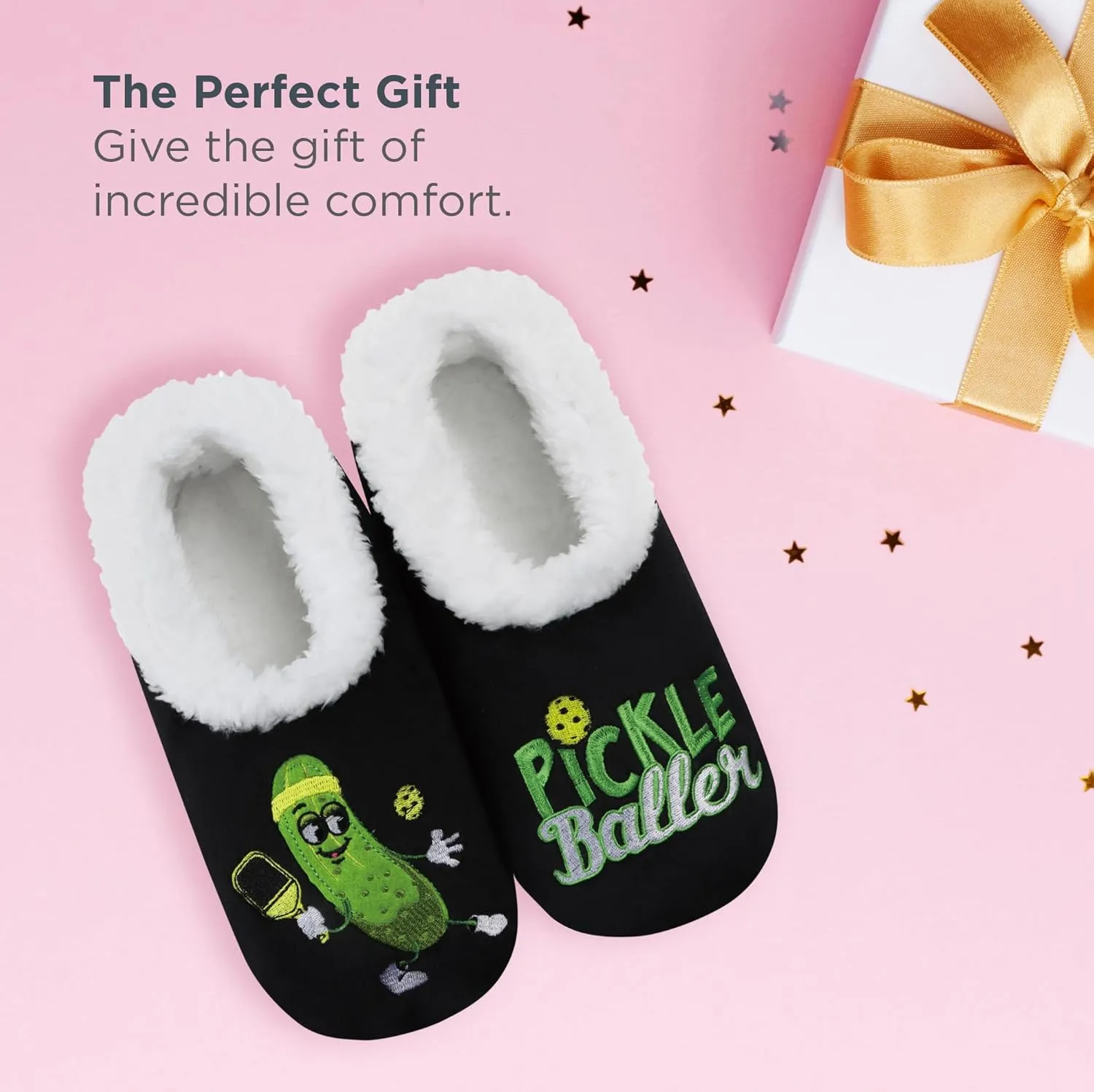 Snoozies Pairable Slipper Socks - Funny House Slippers for Women, Non-Slip Fuzzy Slipper Socks