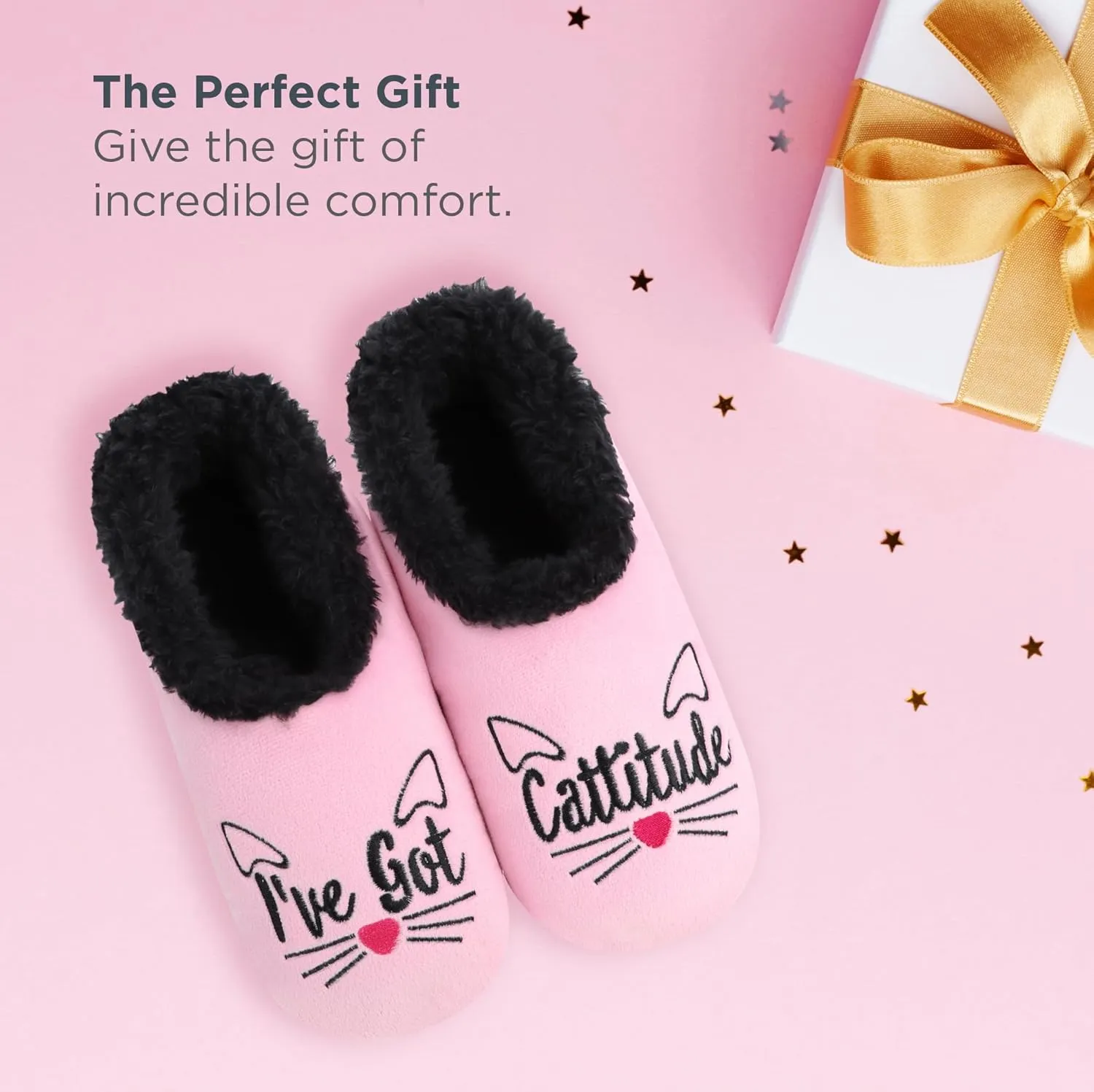Snoozies Pairable Slipper Socks - Funny House Slippers for Women, Non-Slip Fuzzy Slipper Socks
