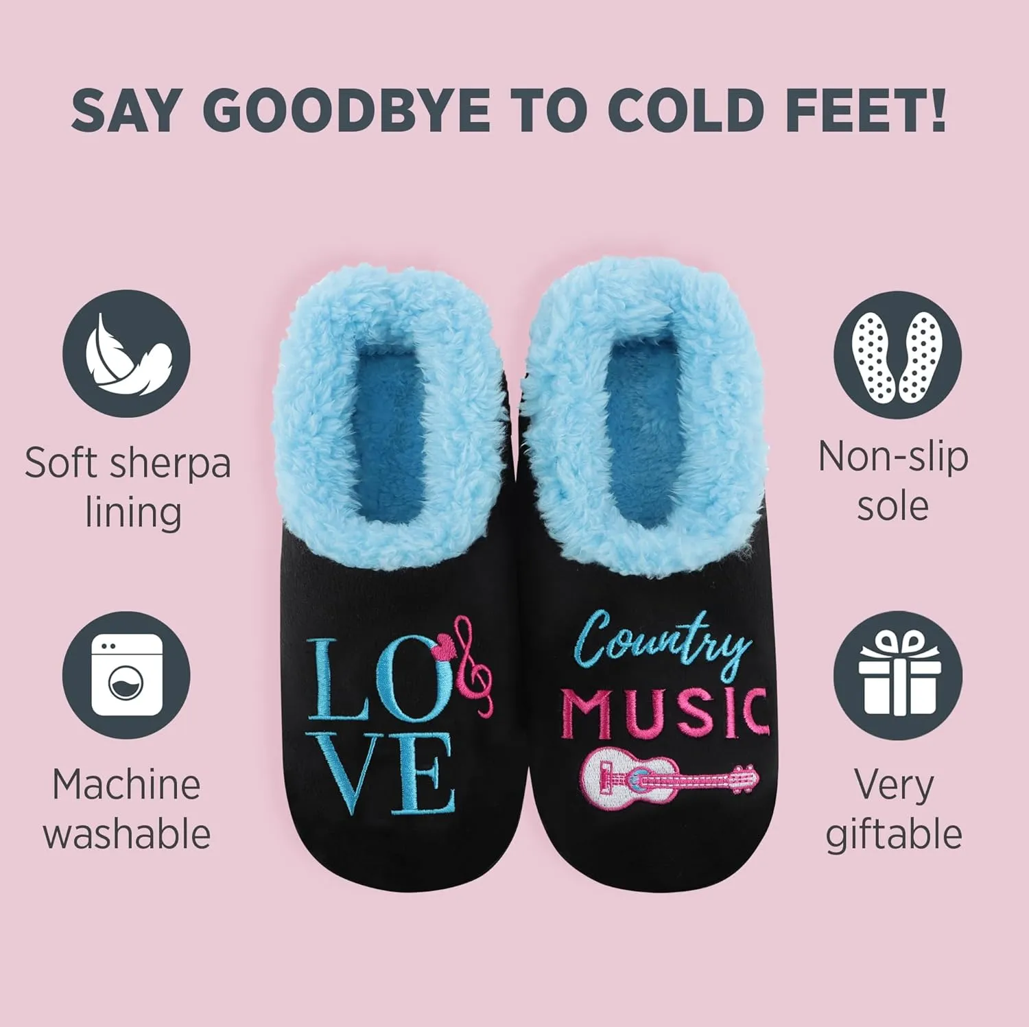 Snoozies Pairable Slipper Socks - Funny House Slippers for Women, Non-Slip Fuzzy Slipper Socks