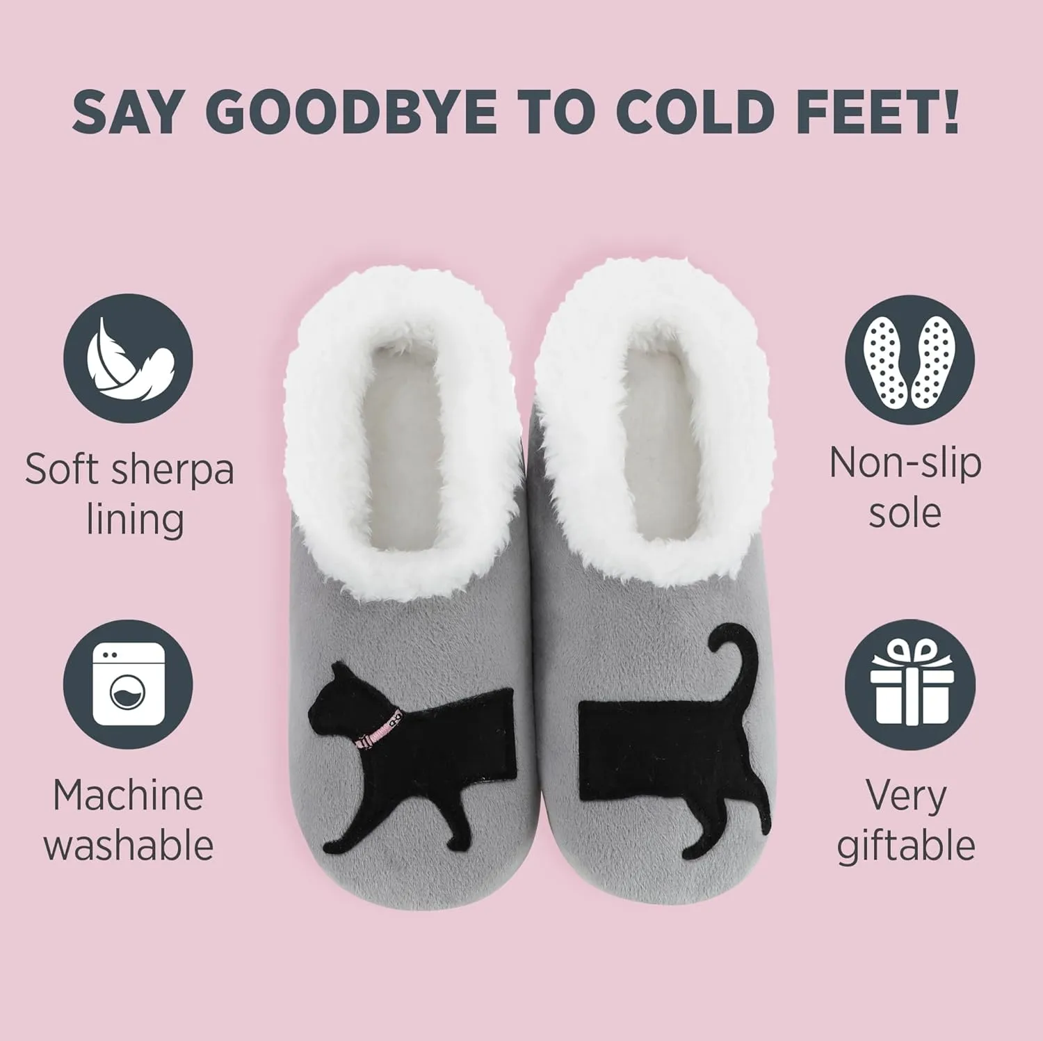 Snoozies Pairable Slipper Socks - Funny House Slippers for Women, Non-Slip Fuzzy Slipper Socks
