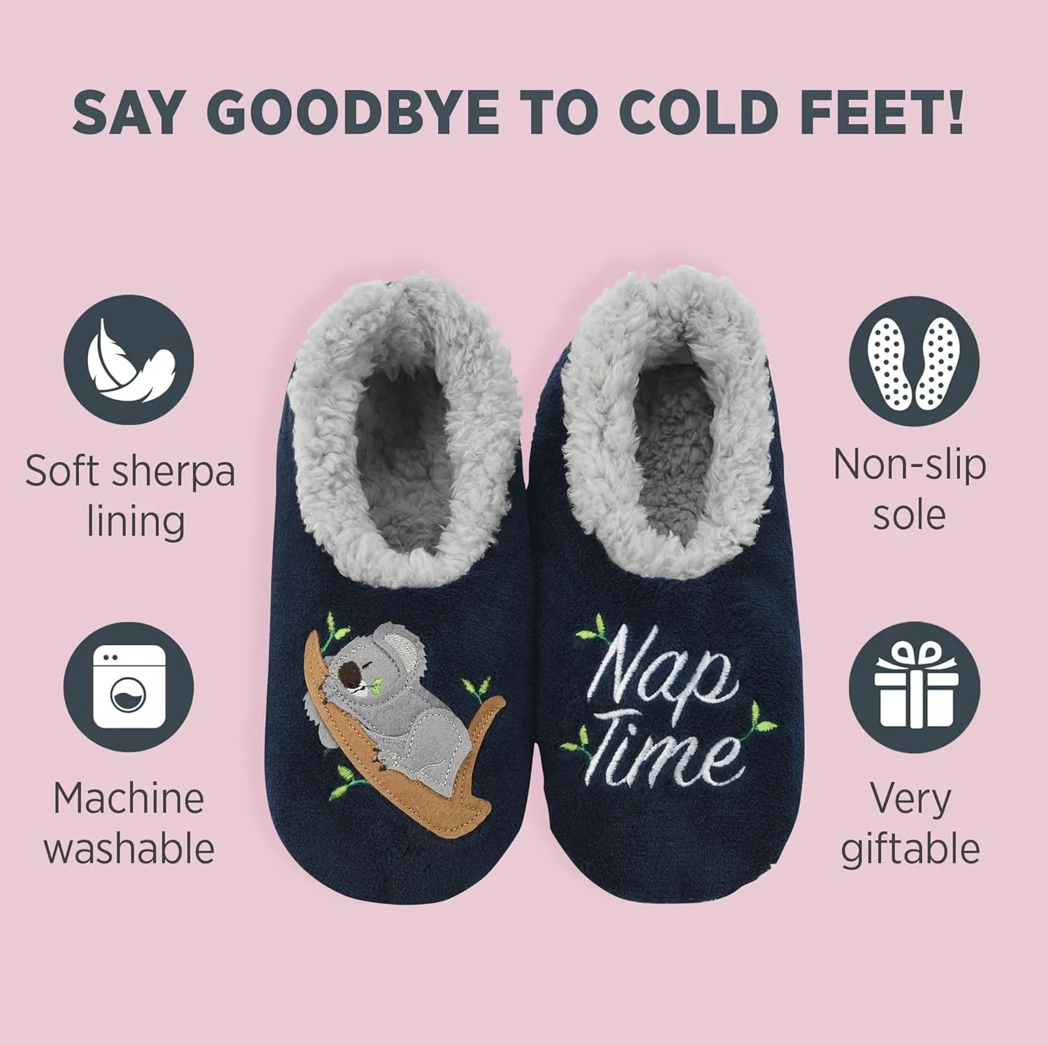 Snoozies Pairable Slipper Socks - Funny House Slippers for Women, Non-Slip Fuzzy Slipper Socks