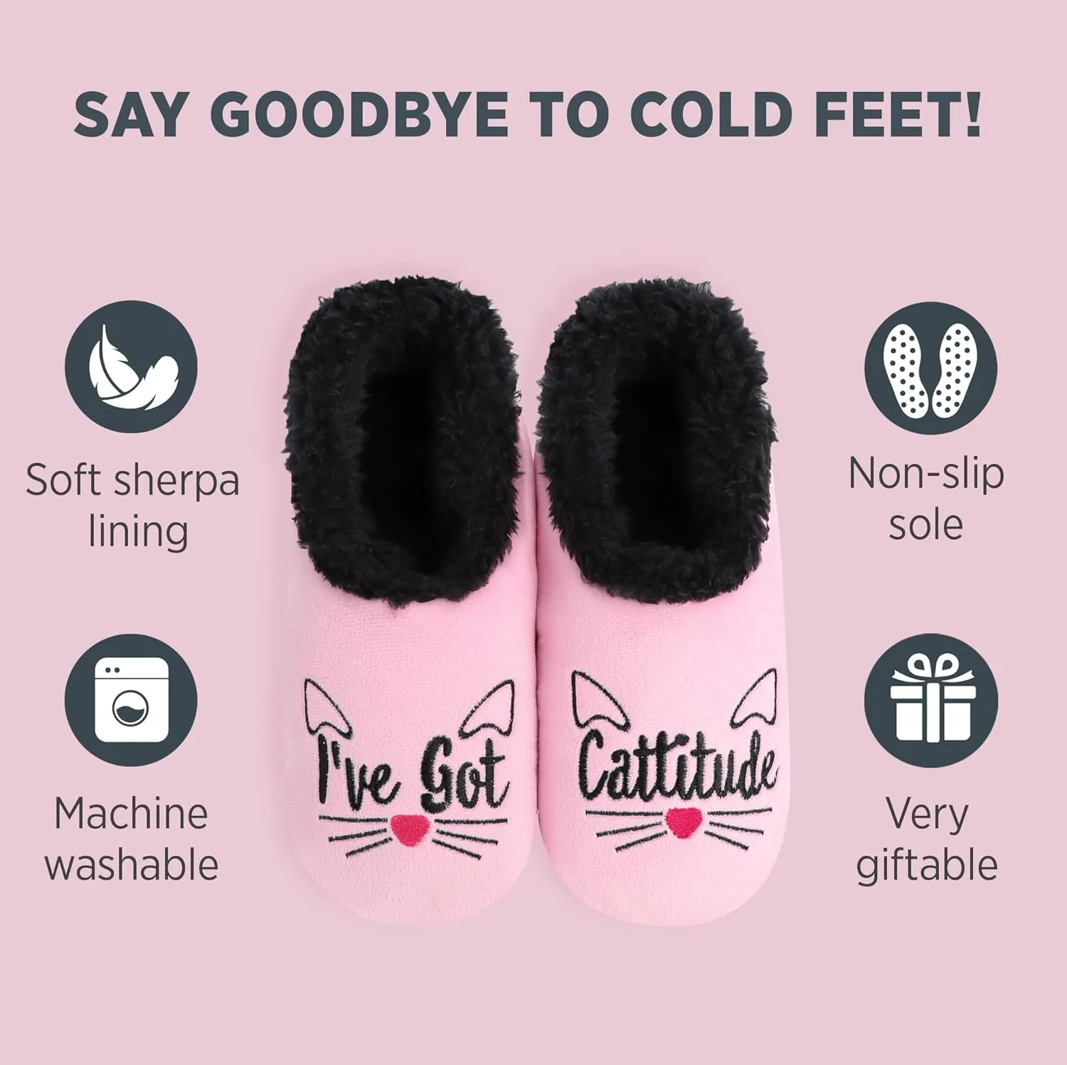 Snoozies Pairable Slipper Socks - Funny House Slippers for Women, Non-Slip Fuzzy Slipper Socks