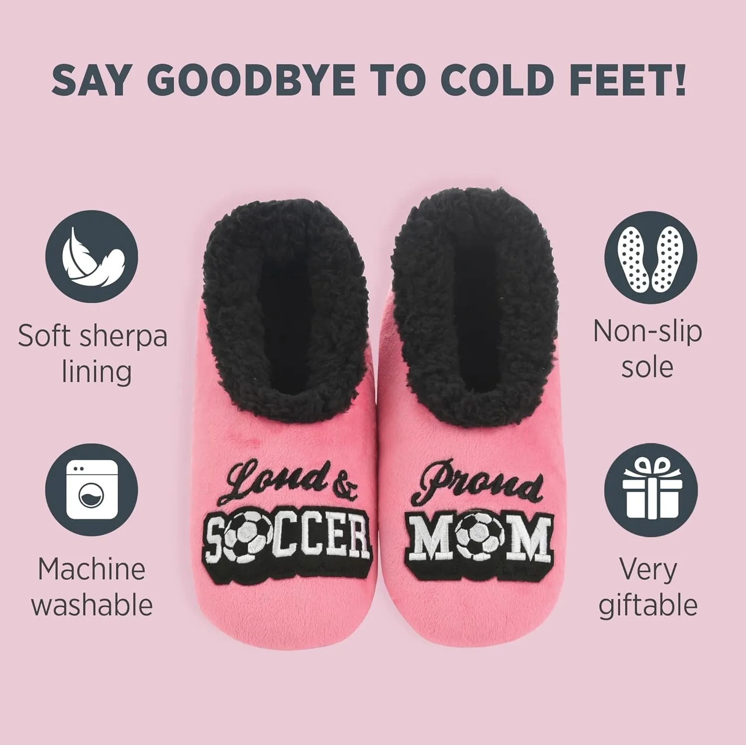 Snoozies Pairable Slipper Socks - Funny House Slippers for Women, Non-Slip Fuzzy Slipper Socks