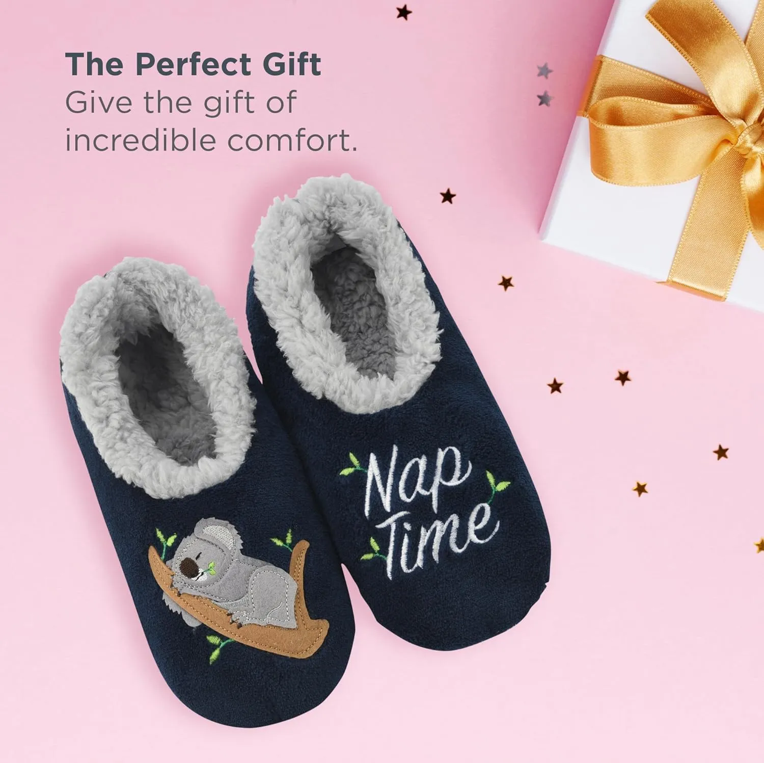 Snoozies Pairable Slipper Socks - Funny House Slippers for Women, Non-Slip Fuzzy Slipper Socks