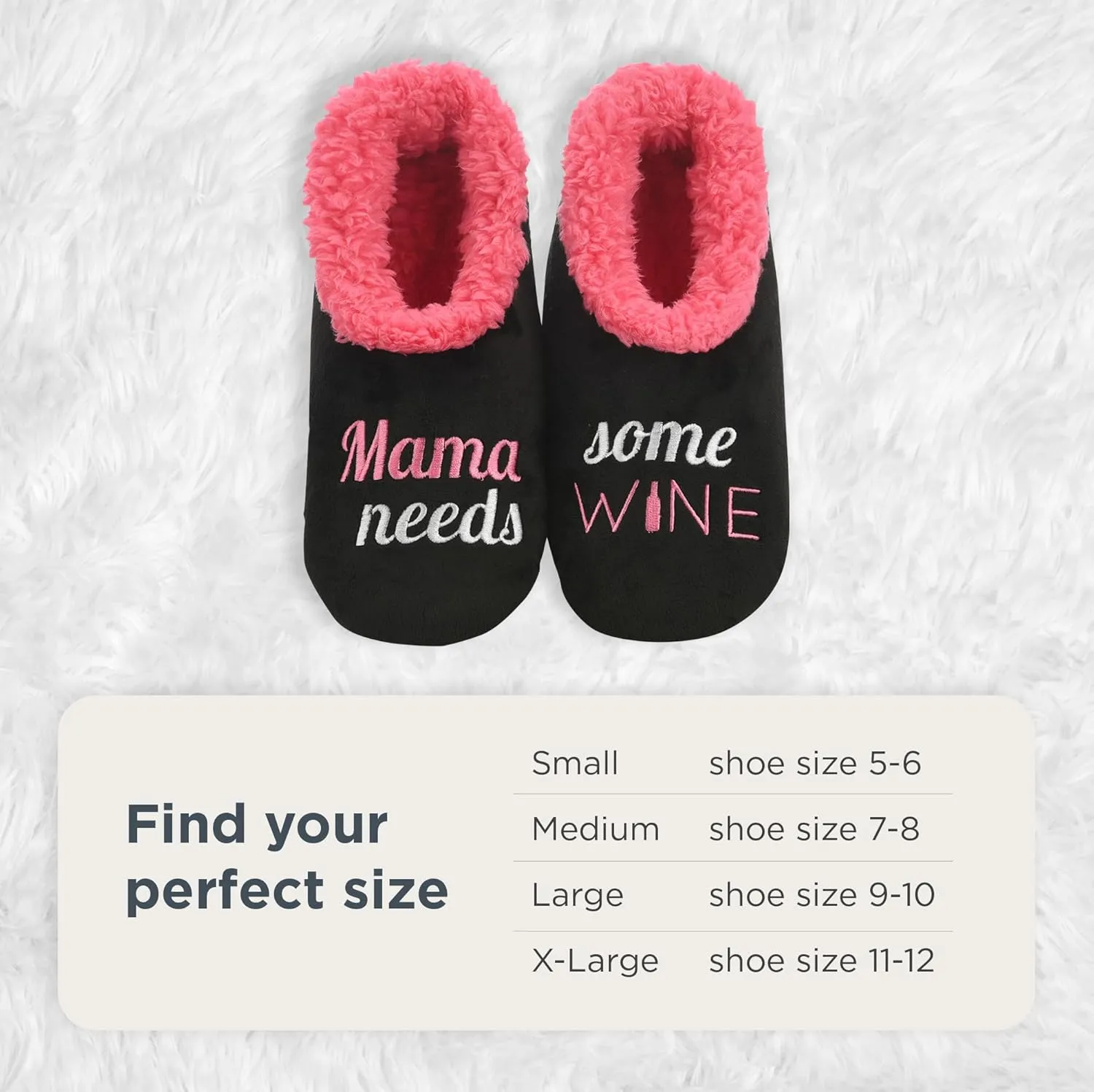 Snoozies Pairables Sherpa-lined Slipper Socks - Fuzzy and Cute Slippers for Women with Non-Slip Sole - Ladies Warm Slippers