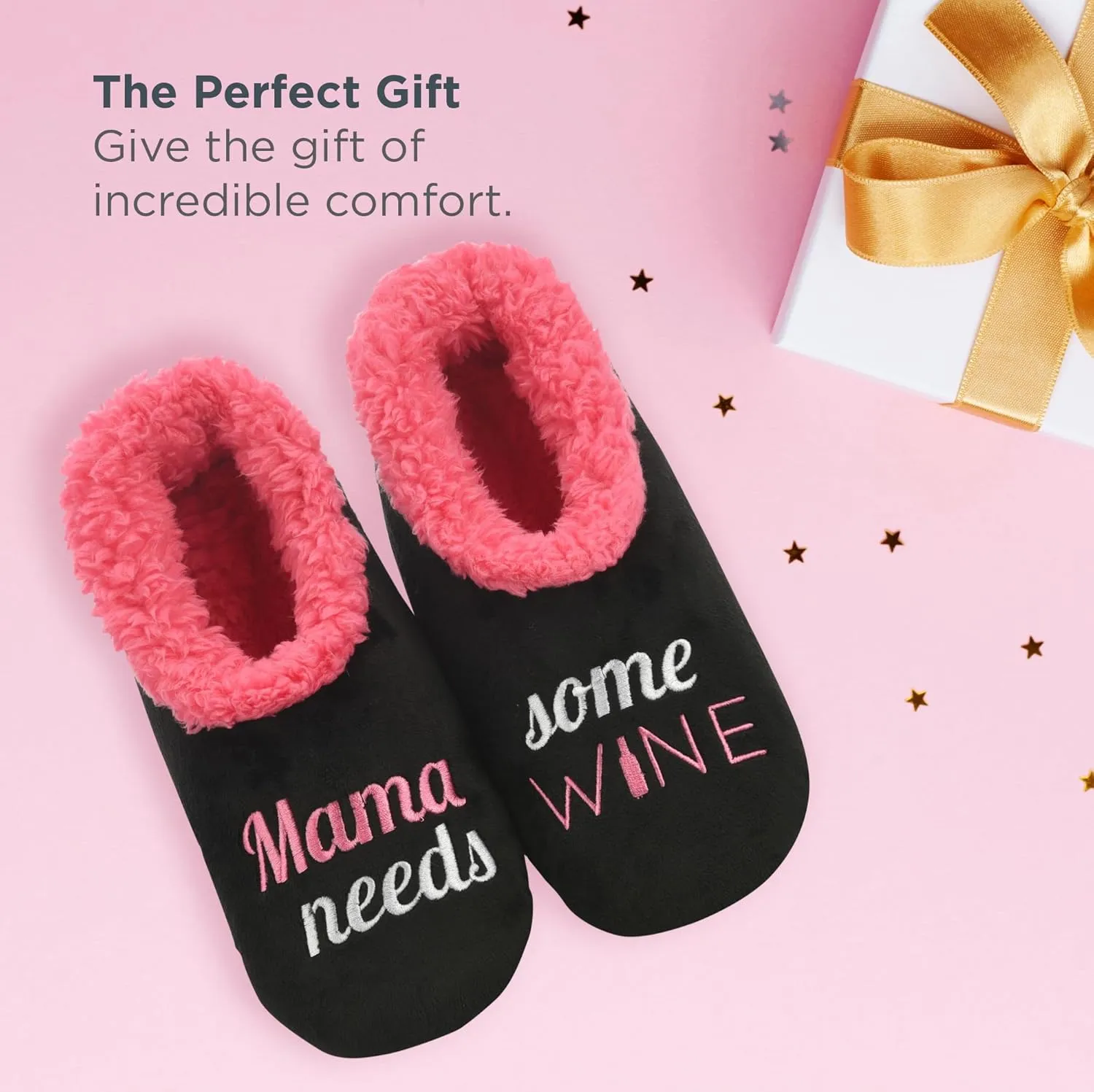 Snoozies Pairables Sherpa-lined Slipper Socks - Fuzzy and Cute Slippers for Women with Non-Slip Sole - Ladies Warm Slippers