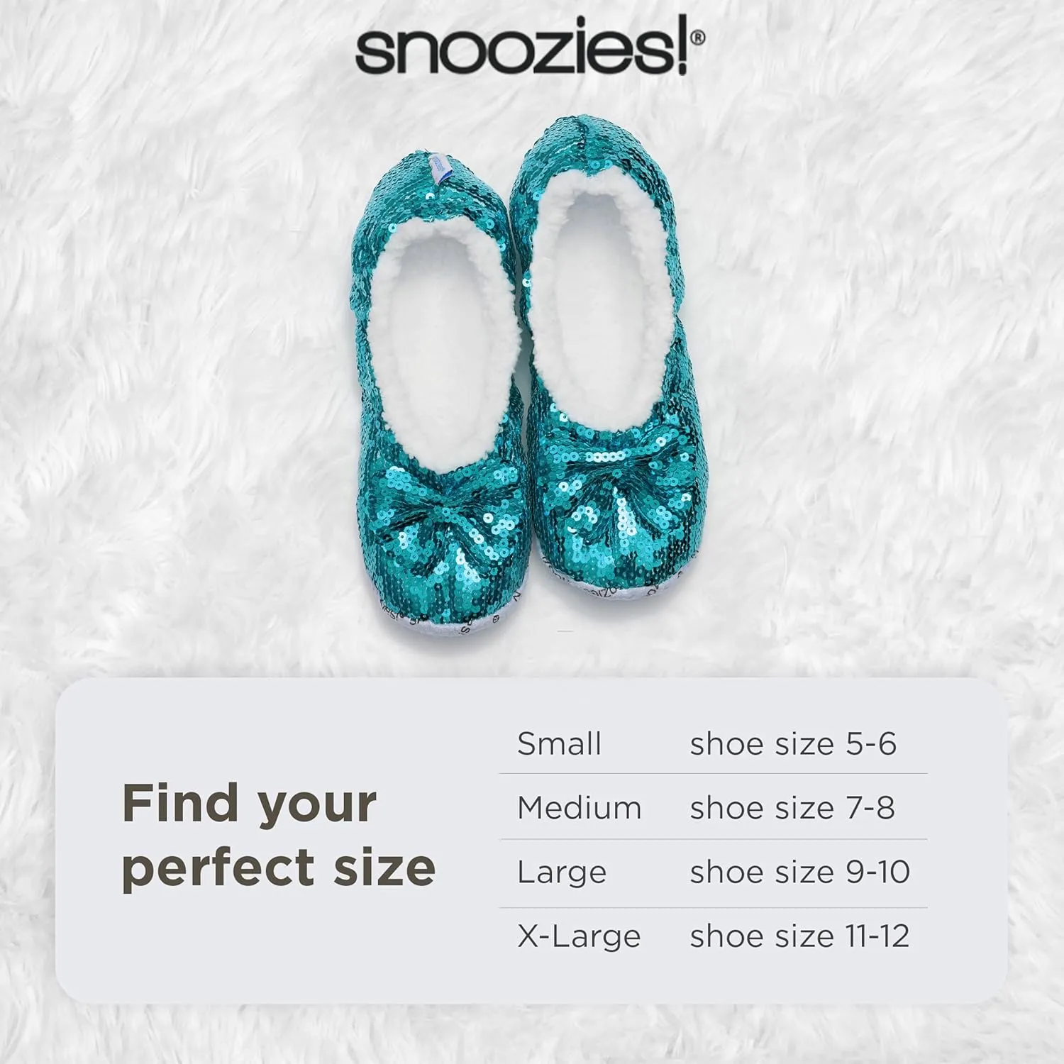 Snoozies Sequin Slippers for Women Indoor with Sherpa Lining, Womens Slipper Socks with Grips