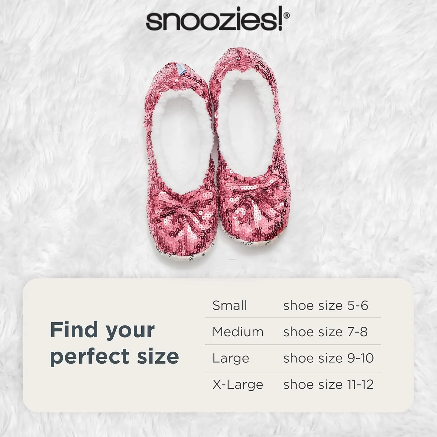 Snoozies Sequin Slippers for Women Indoor with Sherpa Lining, Womens Slipper Socks with Grips