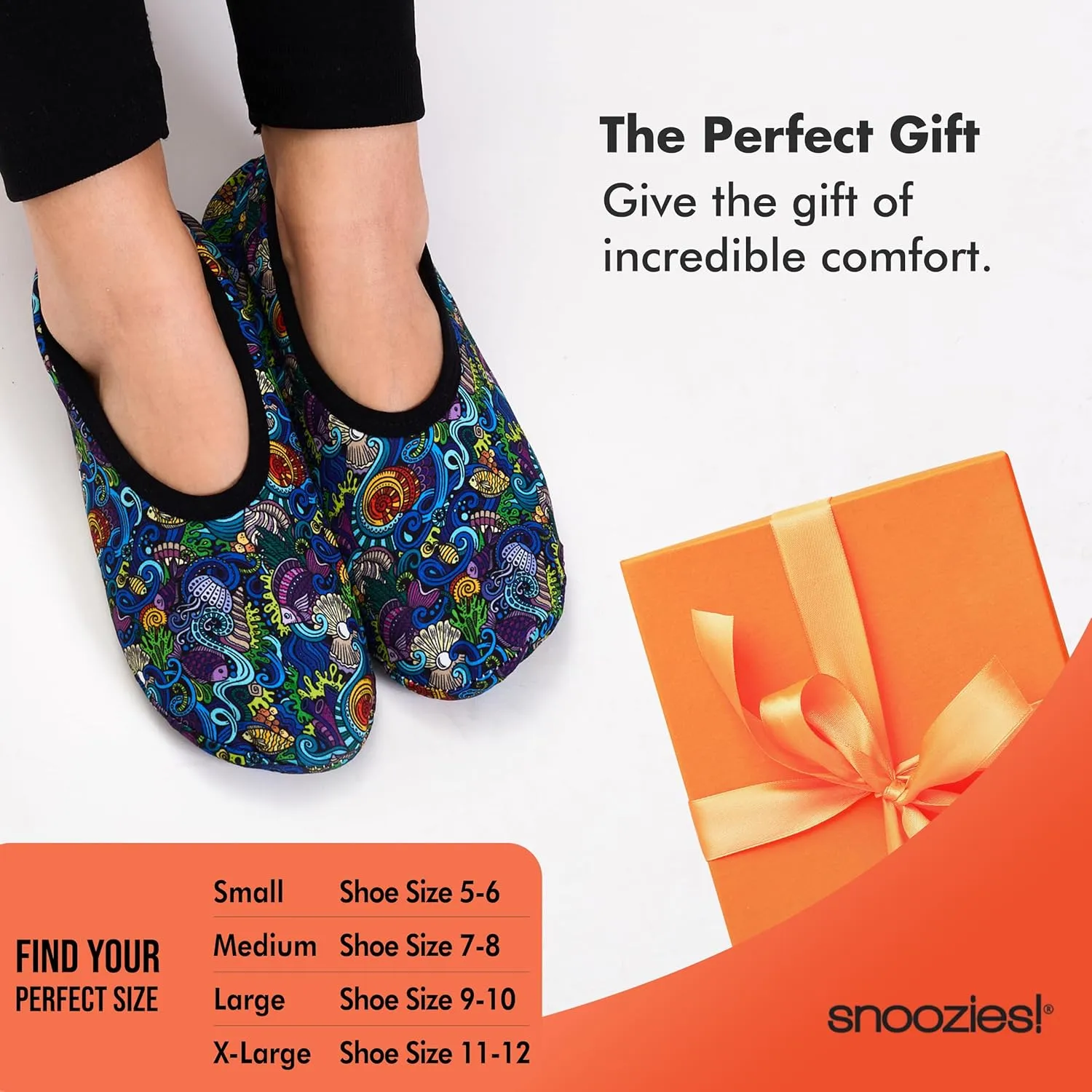 Snoozies Skinnies Slipper Socks Cozy, Foldable Slippers for Women, Non Slip Socks for Travel & Indoors - Bright Daisy