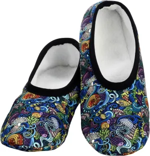 Snoozies Skinnies Slipper Socks Cozy, Foldable Slippers for Women, Non Slip Socks for Travel & Indoors - Bright Daisy