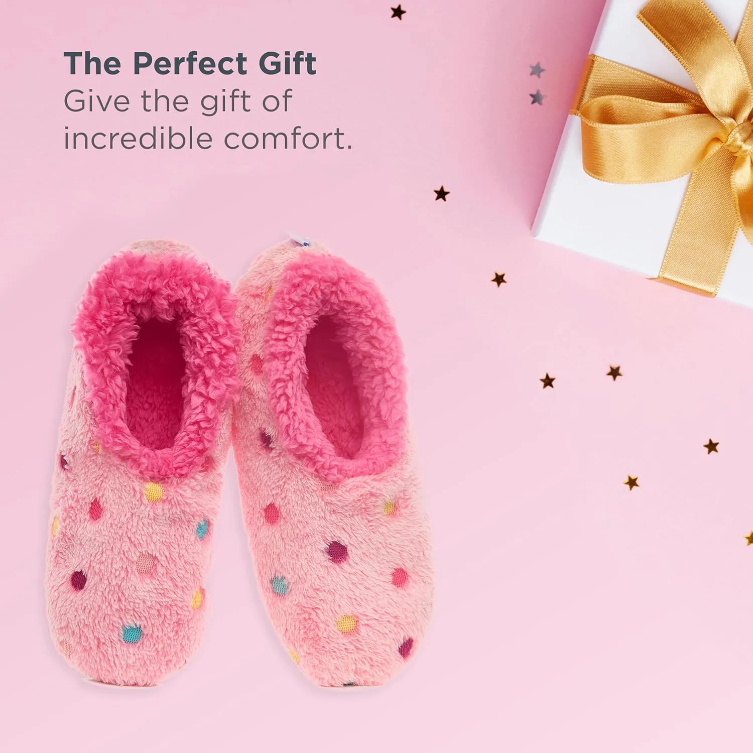 Snoozies Slippers for Women | Lotsa Dots Colorful Cozy Sherpa Slipper Socks | Womens House Slippers | Cozy Slippers for Women | Colorful Womens Fuzzy Slippers