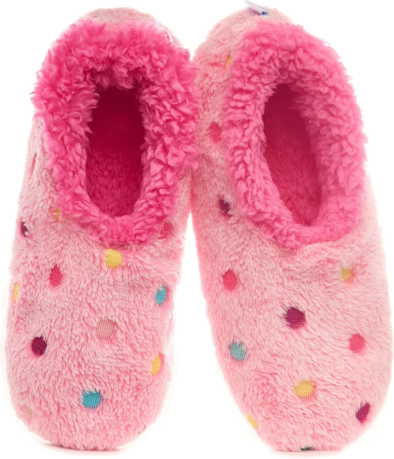Snoozies Slippers for Women | Lotsa Dots Colorful Cozy Sherpa Slipper Socks | Womens House Slippers | Cozy Slippers for Women | Colorful Womens Fuzzy Slippers