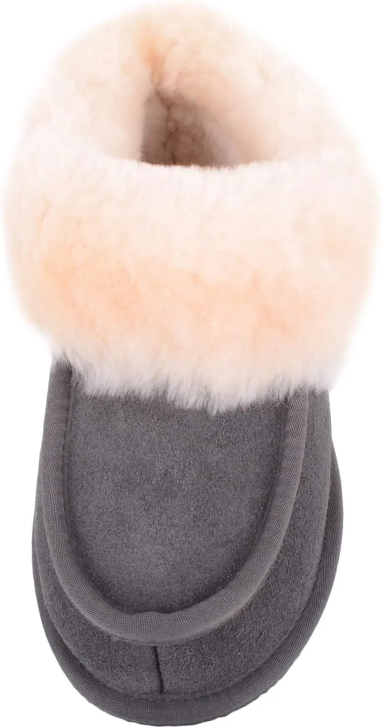 SNUGRUGS Fern, Women's Sheepskin Slipper Boot with Rubber Sole