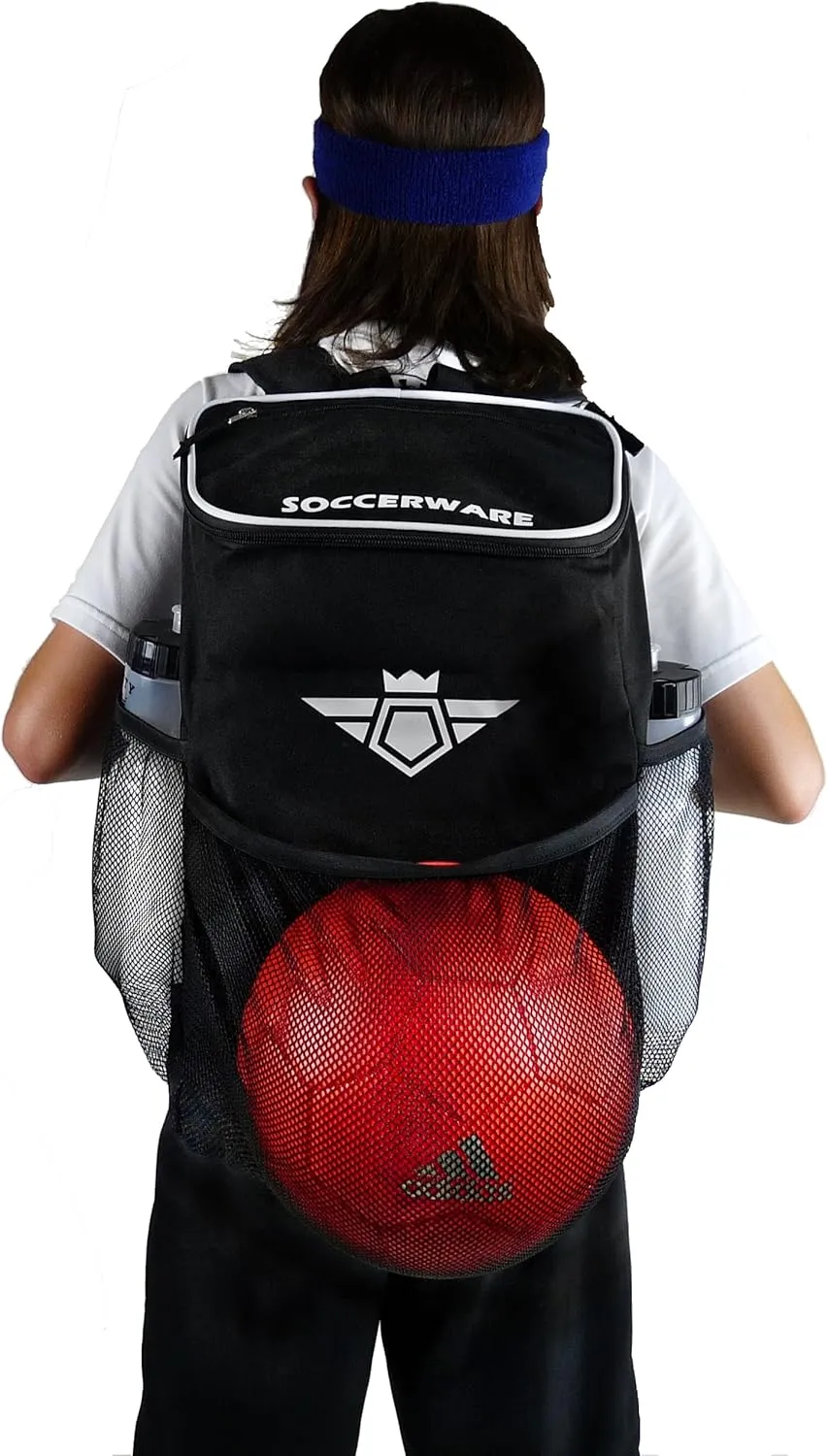 Soccer Backpack with Ball Holder Compartment - for Boys & Girls | Bag Fits All Soccer Equipment & Gym Gear (Black)