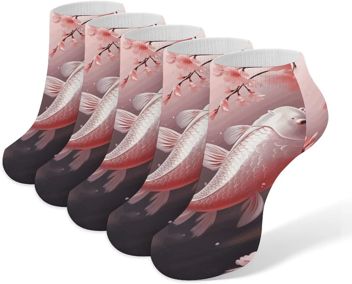 Socks Cherry Blossom Red Carp Printed Women Socks Ankle Socks Christmas Socks Running Socks Slipper Socks