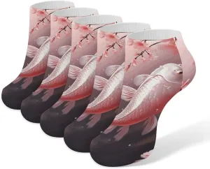 Socks Cherry Blossom Red Carp Printed Women Socks Ankle Socks Christmas Socks Running Socks Slipper Socks
